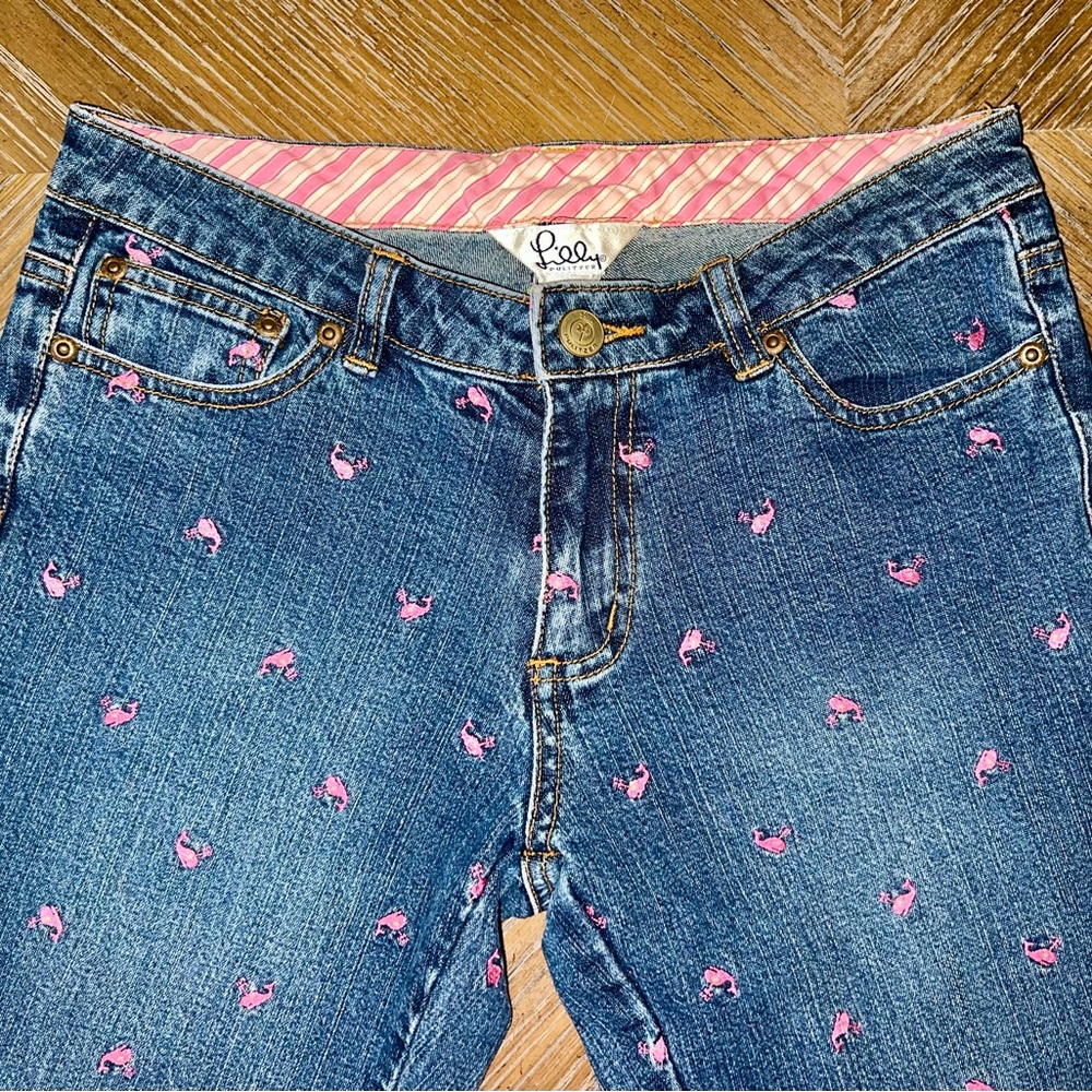 Lilly Pulitzer Size 2 Jeans Vintage Y2K 90’s Bootcut Pink embroidered Whales